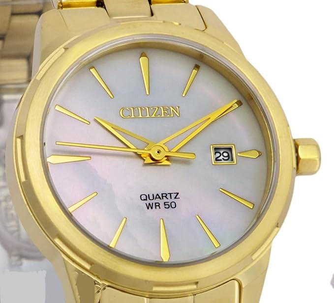 Citizen Elegance EU6072-56D analog damklocka med vit urtavla och armband i rostfritt stål