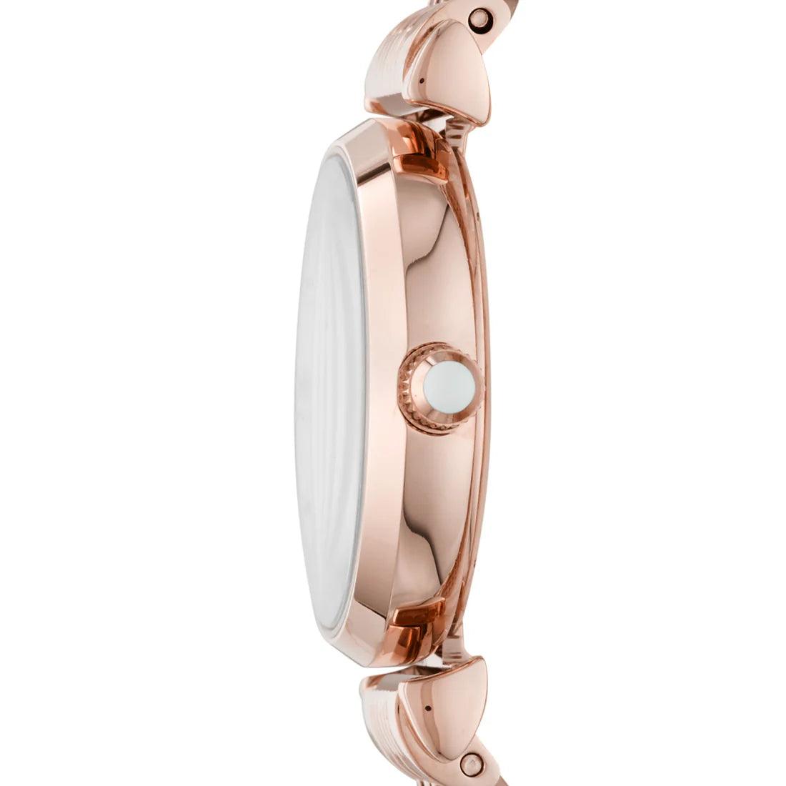 Emporio Armani AR11316 analog damklocka med vit urtavla och armband i rostfritt stål