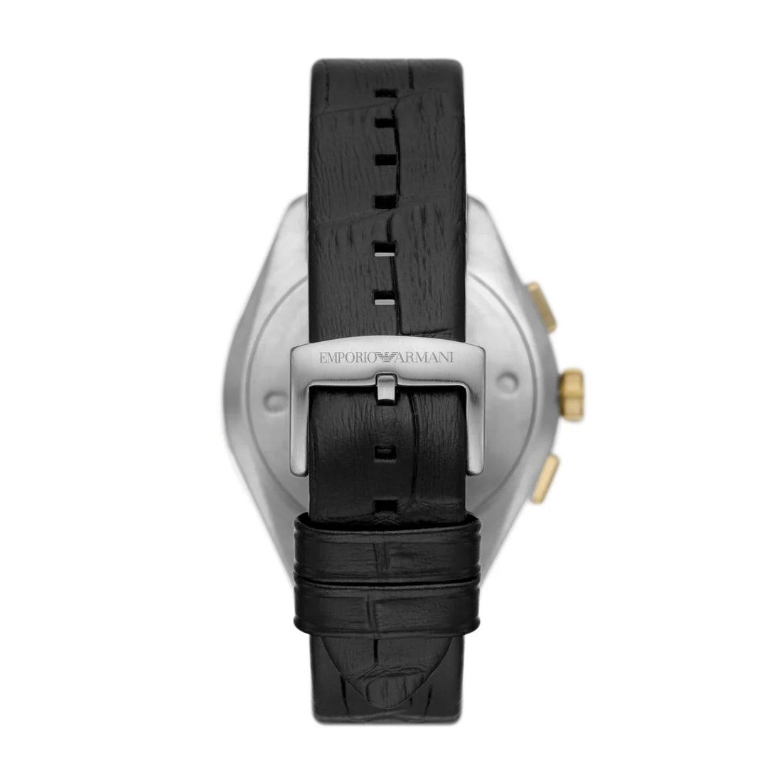 Emporio Armani AR11498 analog herrklocka med silver urtavla och armband i läder