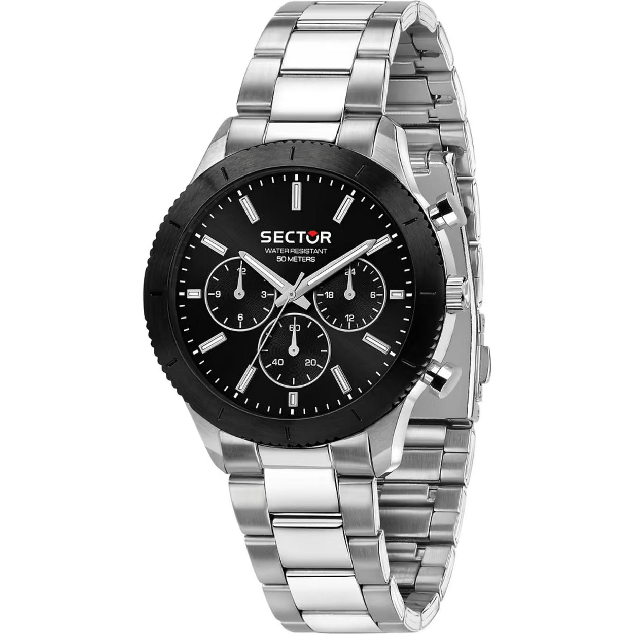 Sector 270 Kronograf R3253578029 analog herrklocka med svart urtavla och armband i rostfritt stål