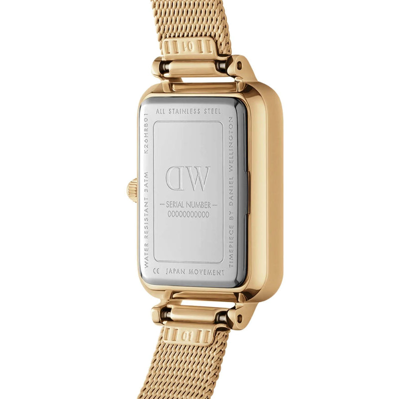 Daniel Wellington Quadro DW00100583 analog damklocka med svart urtavla och armband i rostfritt stål