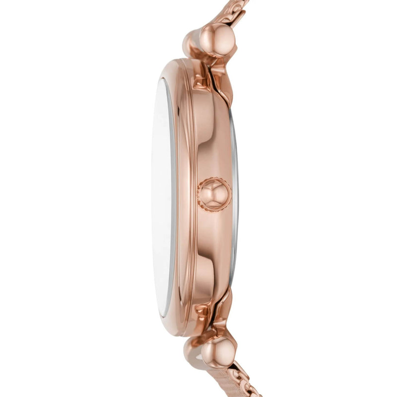 Fossil Carlie ES5314SET analog damklocka med vit urtavla och armband i rostfritt stål