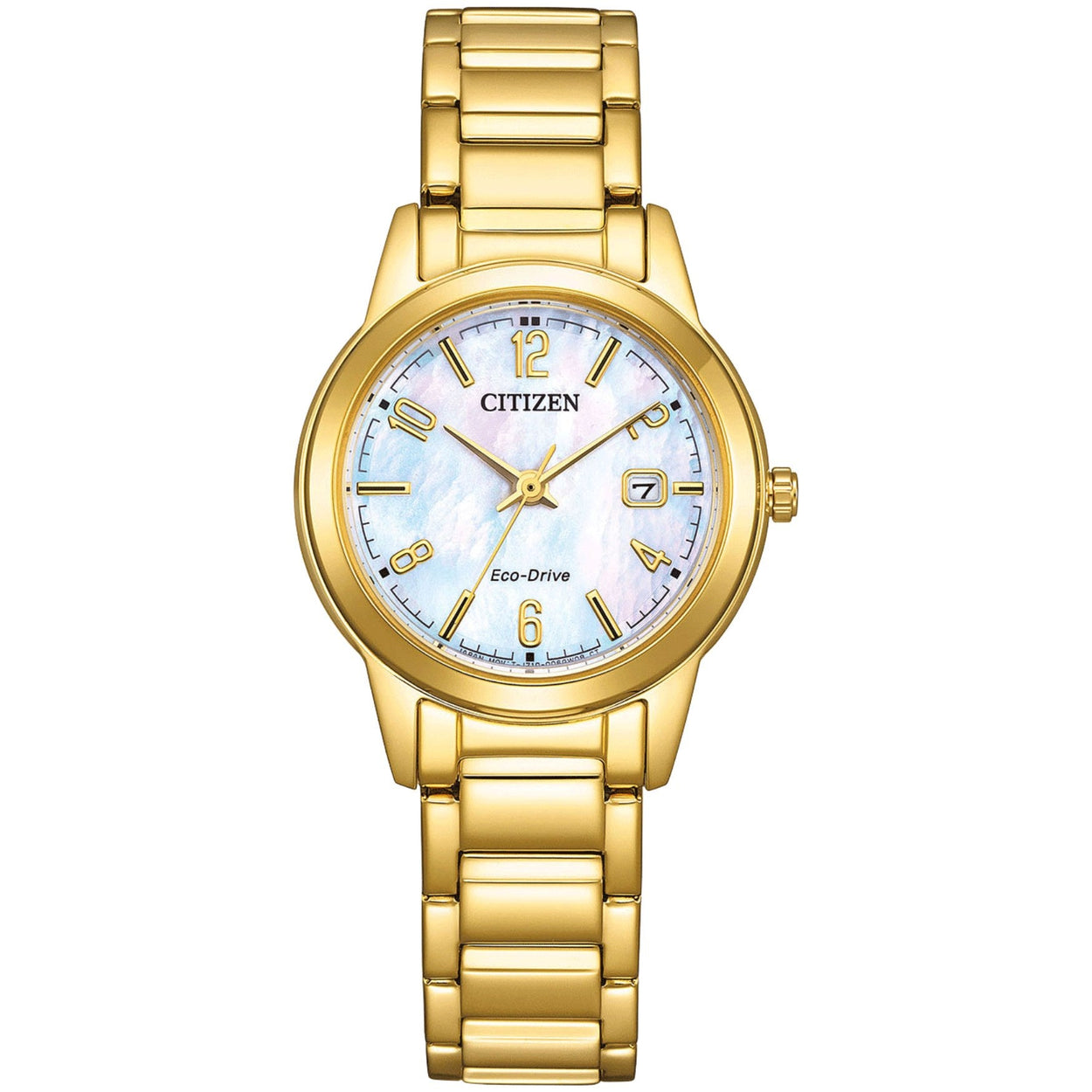 Citizen Eco Drive FE1242-78D analog damklocka med vit urtavla och armband i rostfritt stål