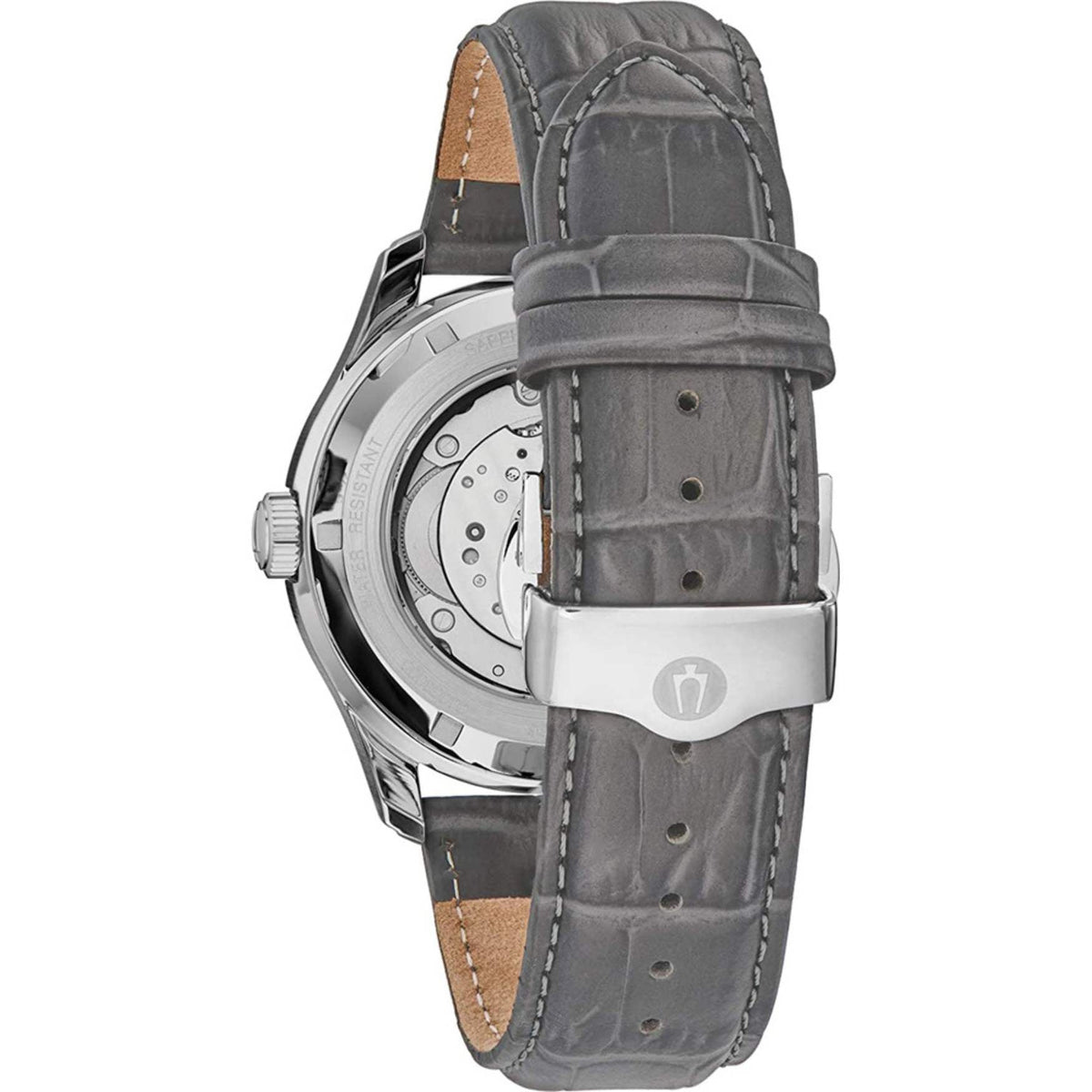 Bulova Classic Automatic 96C143 analog herrklocka med grå urtavla och armband i läder