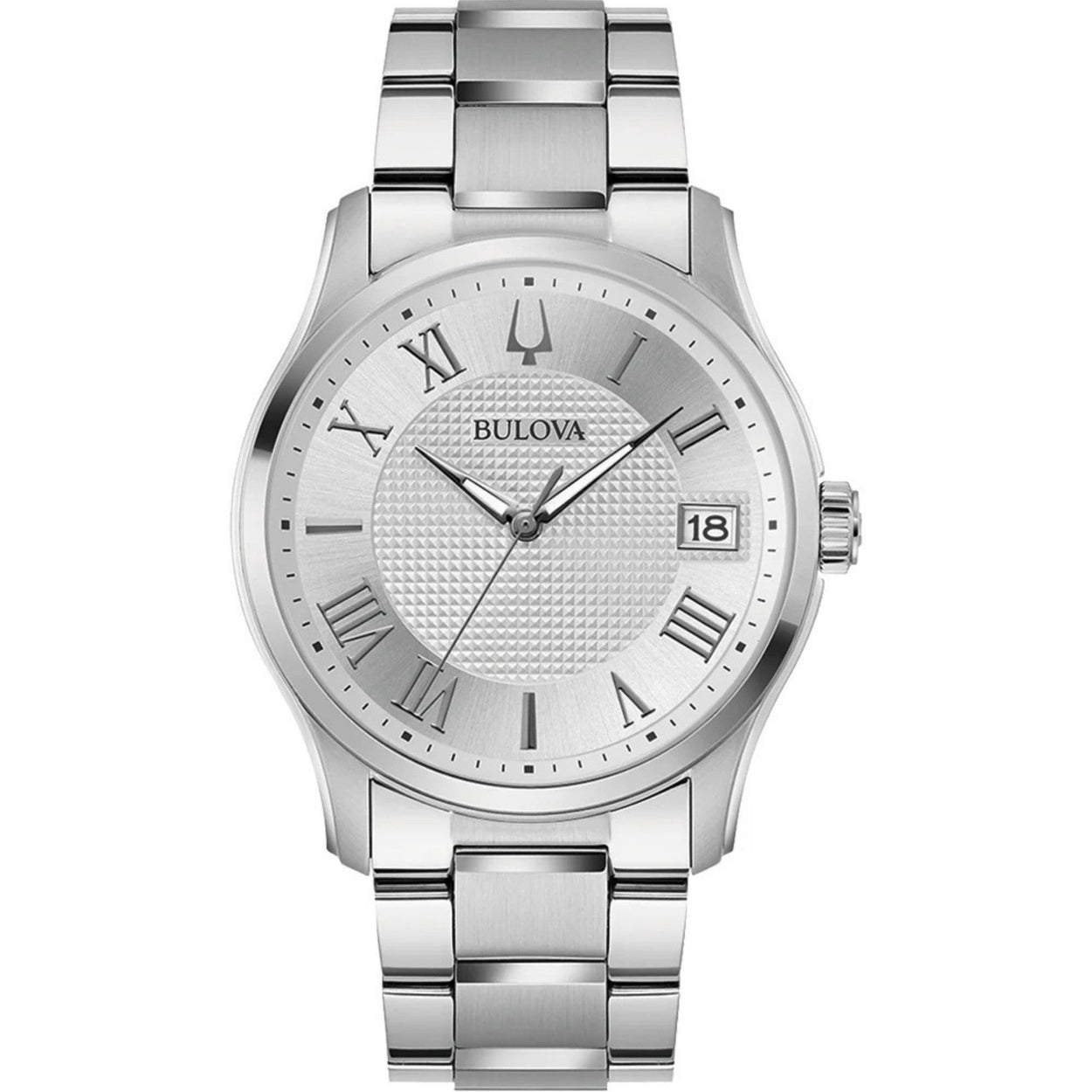 Bulova Classic 96B391 analog herrklocka med silver urtavla och armband i rostfritt stål