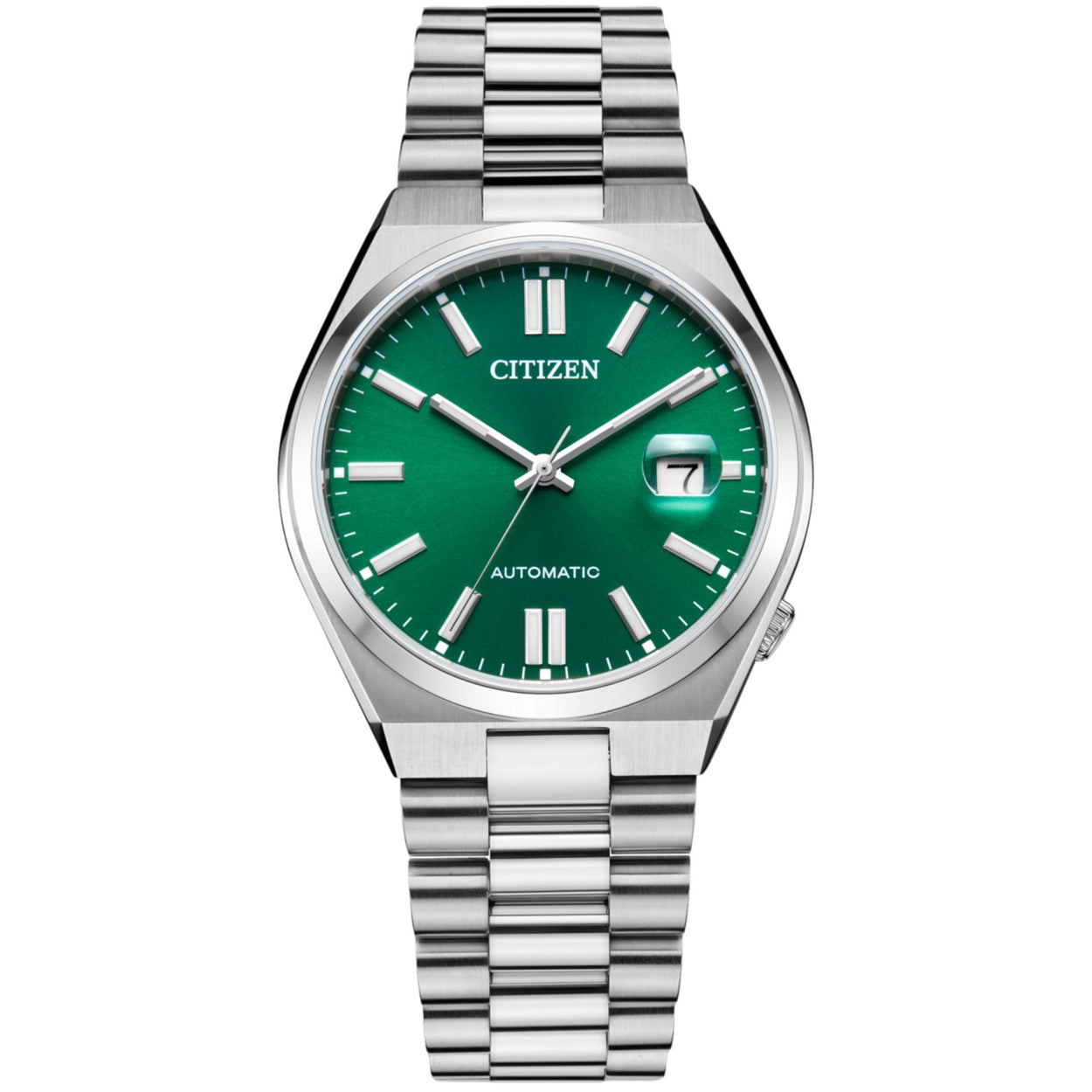 Citizen Tsuyosa automatisk NJ0150-81X analog herrklocka med grön urtavla och armband i rostfritt stål