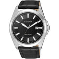 Citizen Eco-Drive BM7108-14E analog herrklocka med svart urtavla och armband i läder