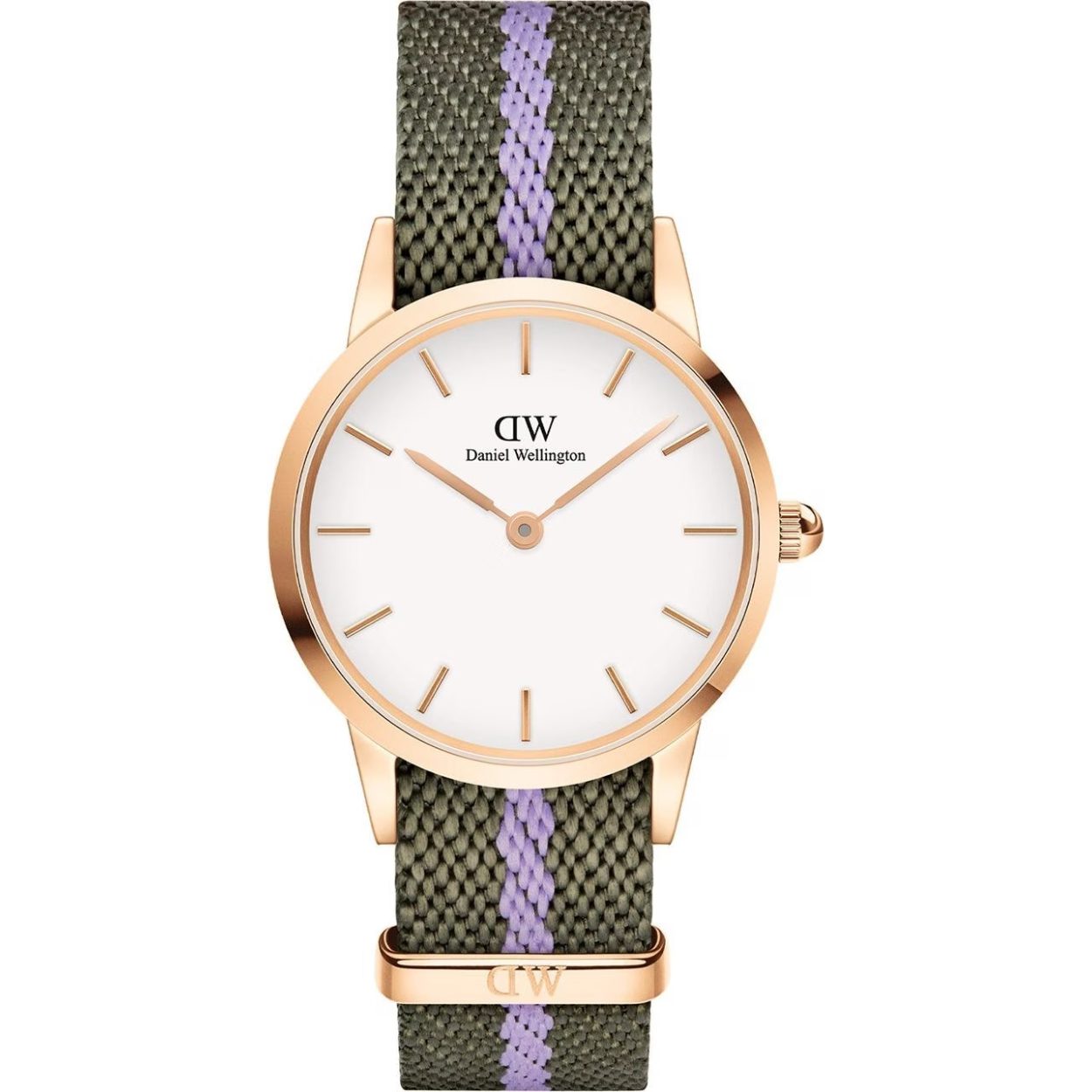 Daniel Wellington Iconic DW00100680 analog damklocka med vit urtavla och armband i nylon