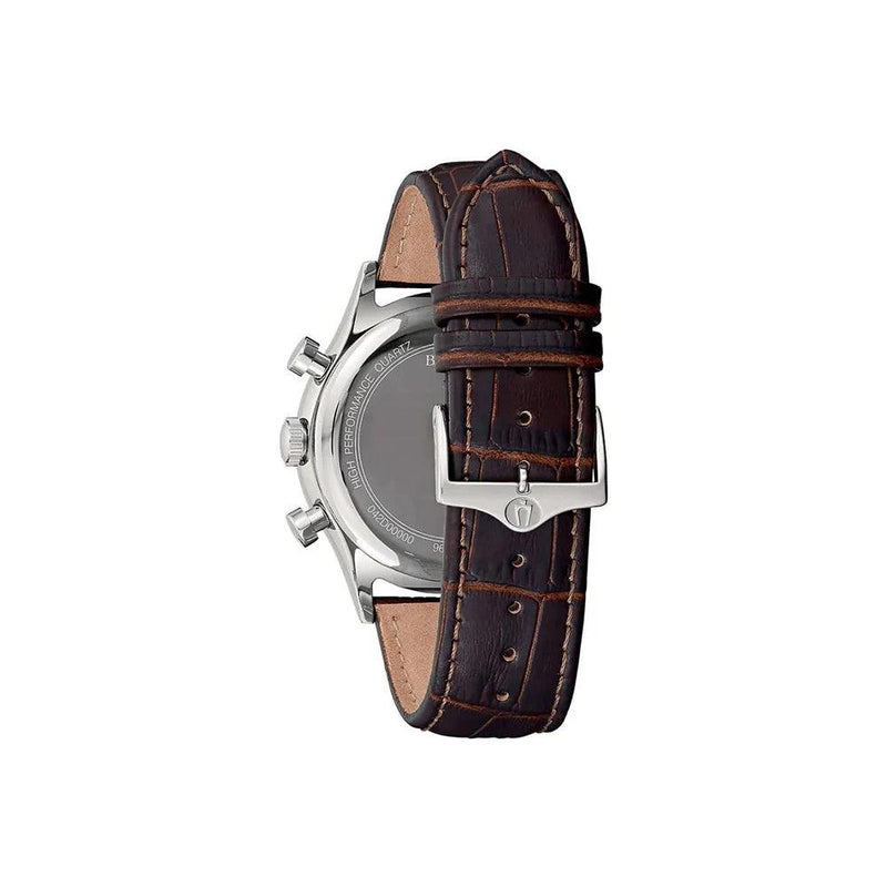 Bulova Classic 96B356 analog herrklocka med grå urtavla och armband i läder