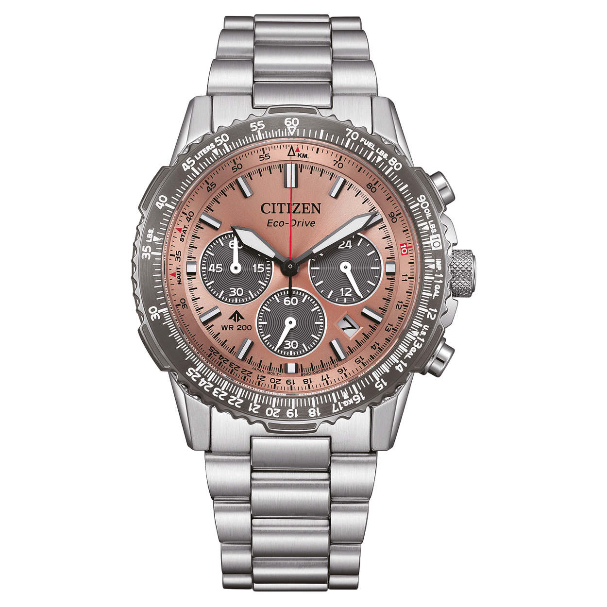 Citizen Promaster Sky Ø40mm CA4664-60X analog herrklocka med brun urtavla och armband i rostfritt stål