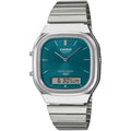 Casio Vintage AQ-240E-3AEF analog unisexklocka med turkos urtavla och armband i rostfritt stål