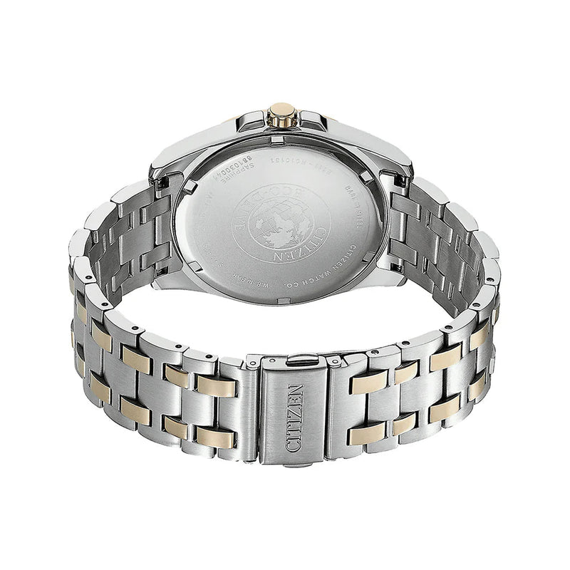 Citizen Eco-Drive BM7109-89E analog herrklocka med svart urtavla och armband i rostfritt stål
