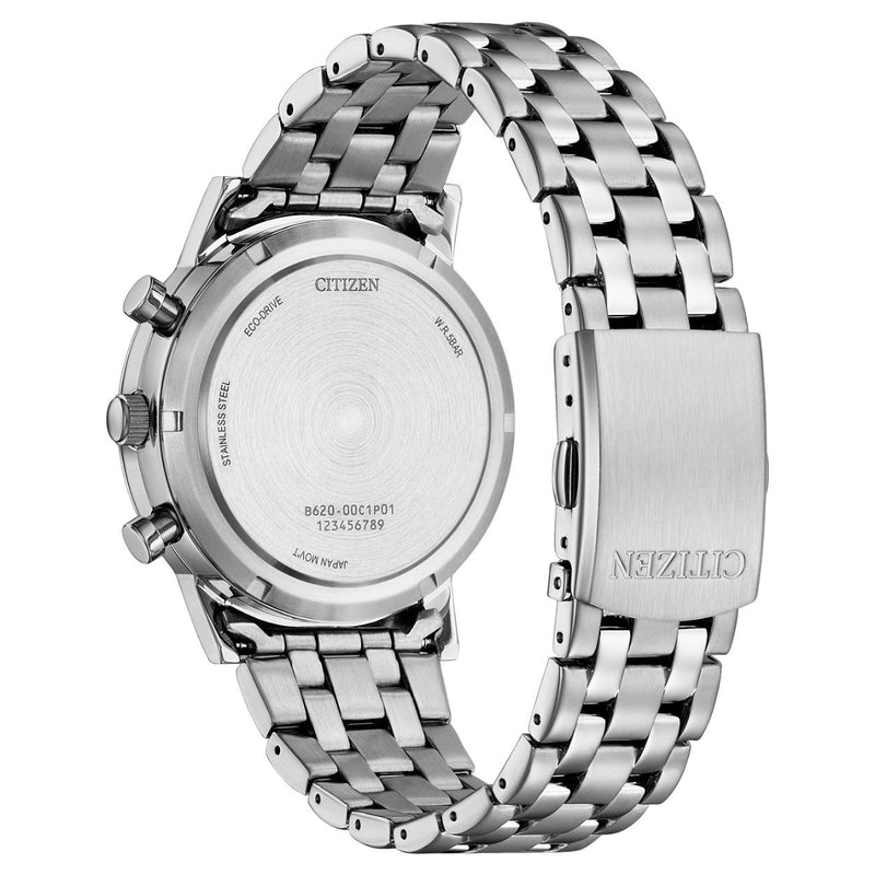 Citizen Eco-Drive Chronograph CA4630-53E analog herrklocka med svart urtavla och armband i rostfritt stål