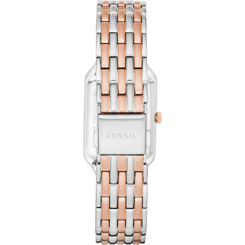 Fossil Raquel ES5222 analog damklocka med vit urtavla och armband i rostfritt stål