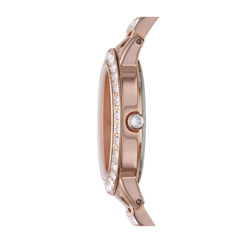 Fossil Jesse ES3020 analog damklocka med roséguld urtavla och armband i rostfritt stål