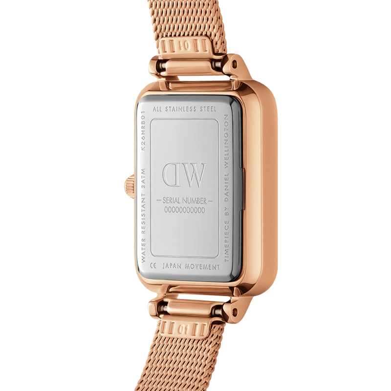 Daniel Wellington Quadro Pressed Unitone analog damklocka med roséguld urtavla och armband i rostfritt stål