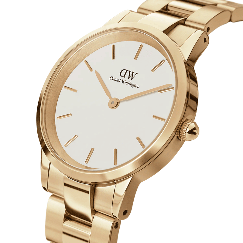 Daniel Wellington Iconic Link Ø32mm DW00100565 analog damklocka med vit urtavla och armband i rostfritt stål