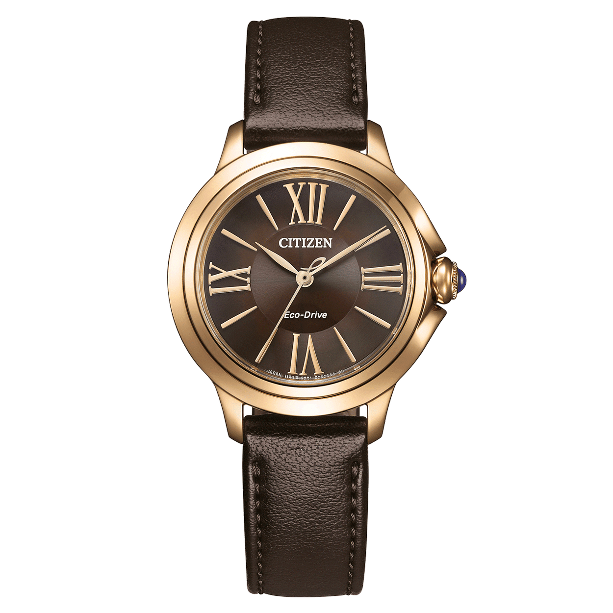 Citizen Ceci EM1163-09X analog damklocka med brun urtavla och armband i läder
