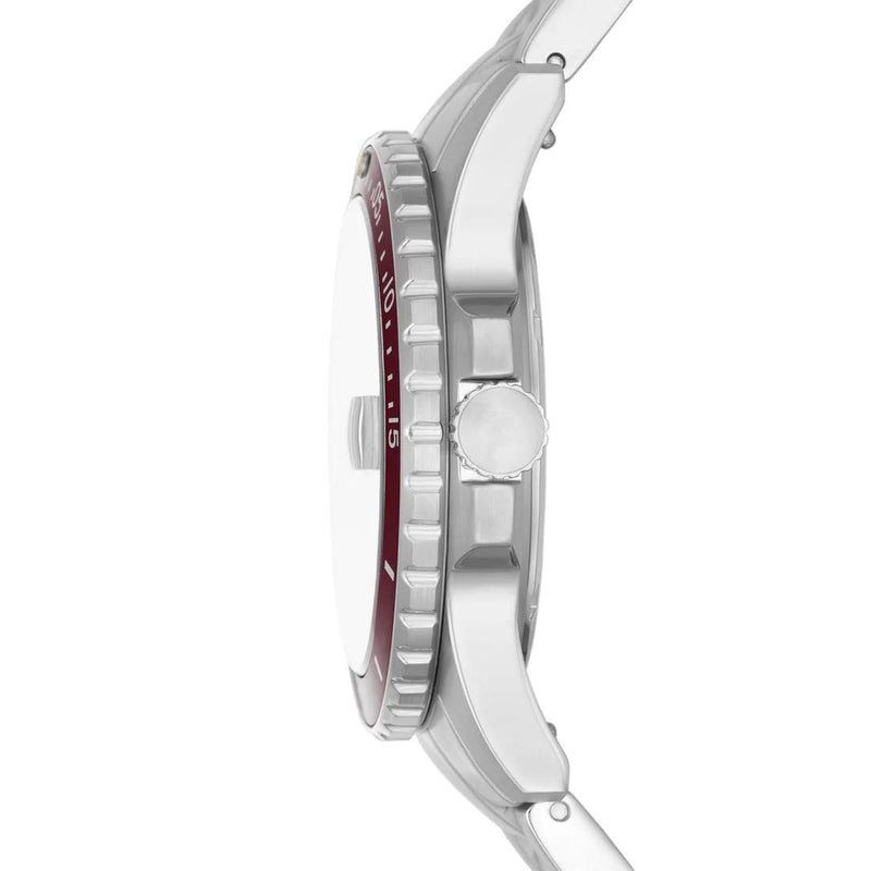 Fossil Blue Dive FS6013 analog herrklocka med svart urtavla och armband i rostfritt stål