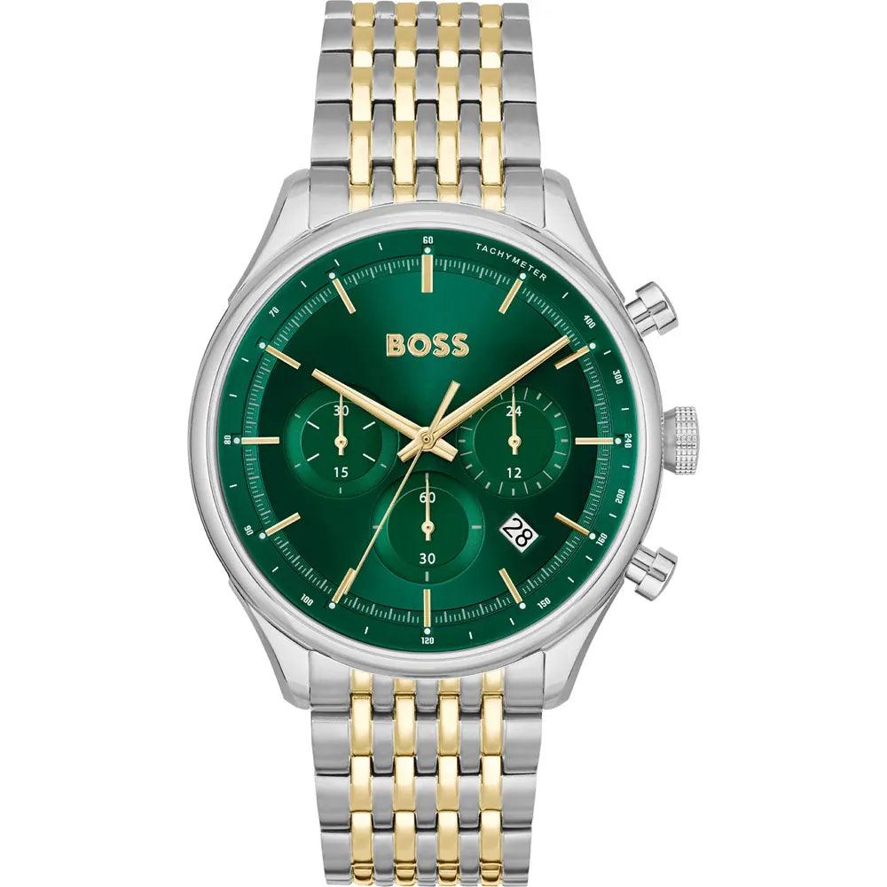 Hugo Boss 1514081 analog herrklocka med grön urtavla och armband i rostfritt stål