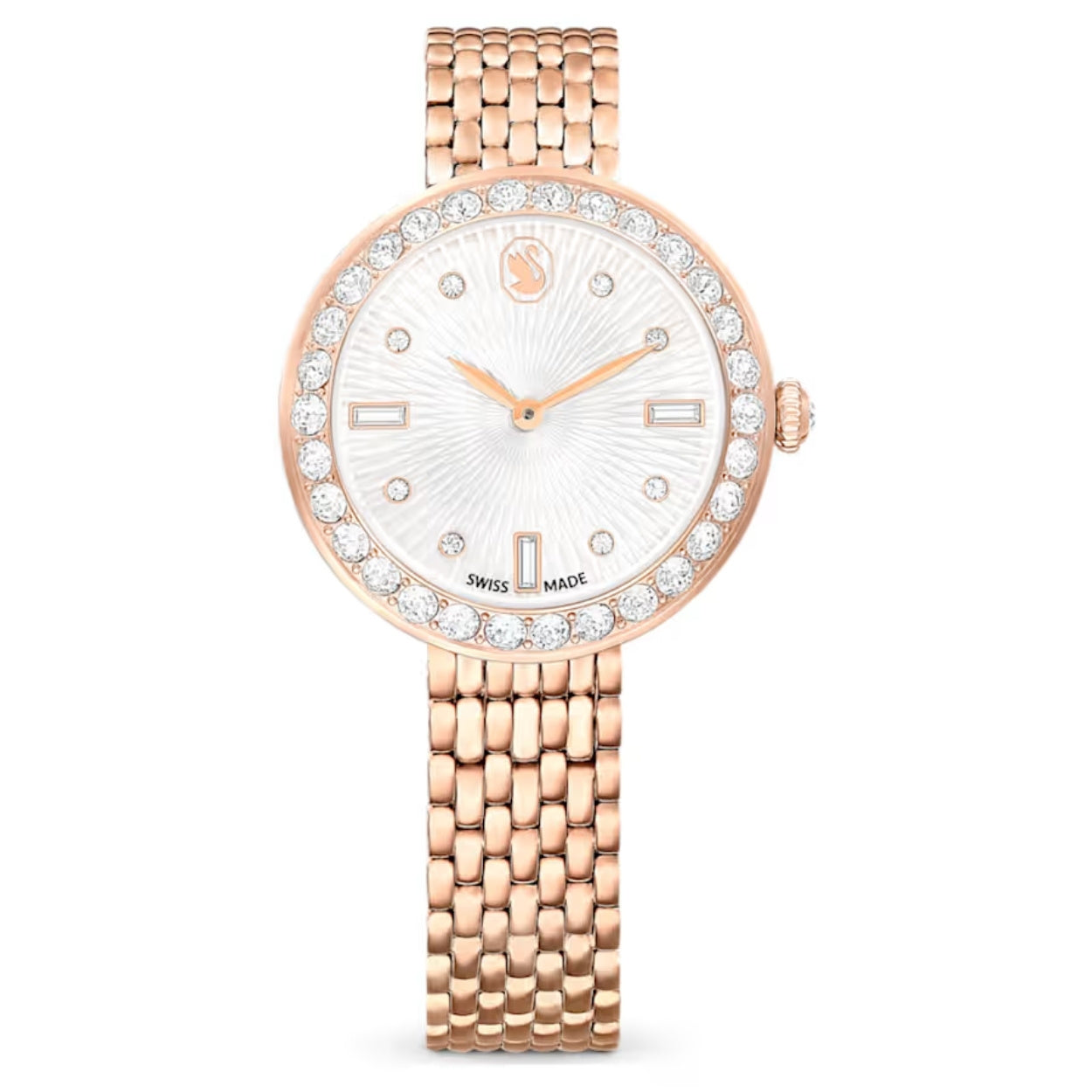 Swarovski Matrix tennis 7-link 5672981 analog damklocka med roséguld urtavla och armband i rostfritt stål