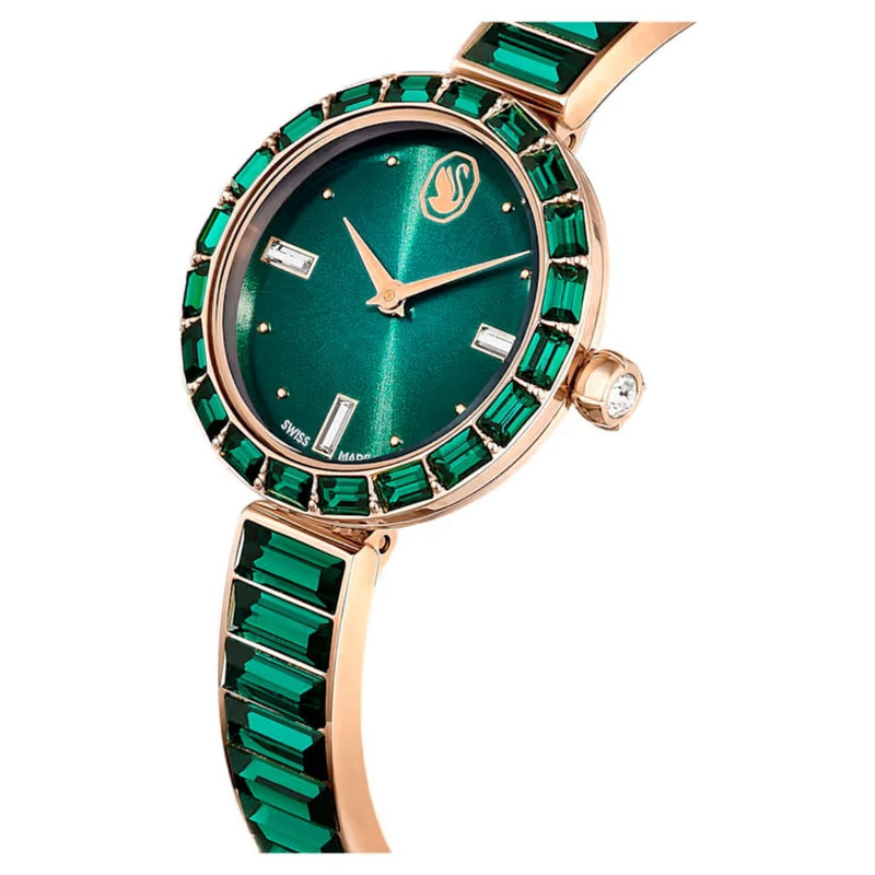 Swarovski Matrix bangle 5690808 analog damklocka med grön urtavla och armband i rostfritt stål
