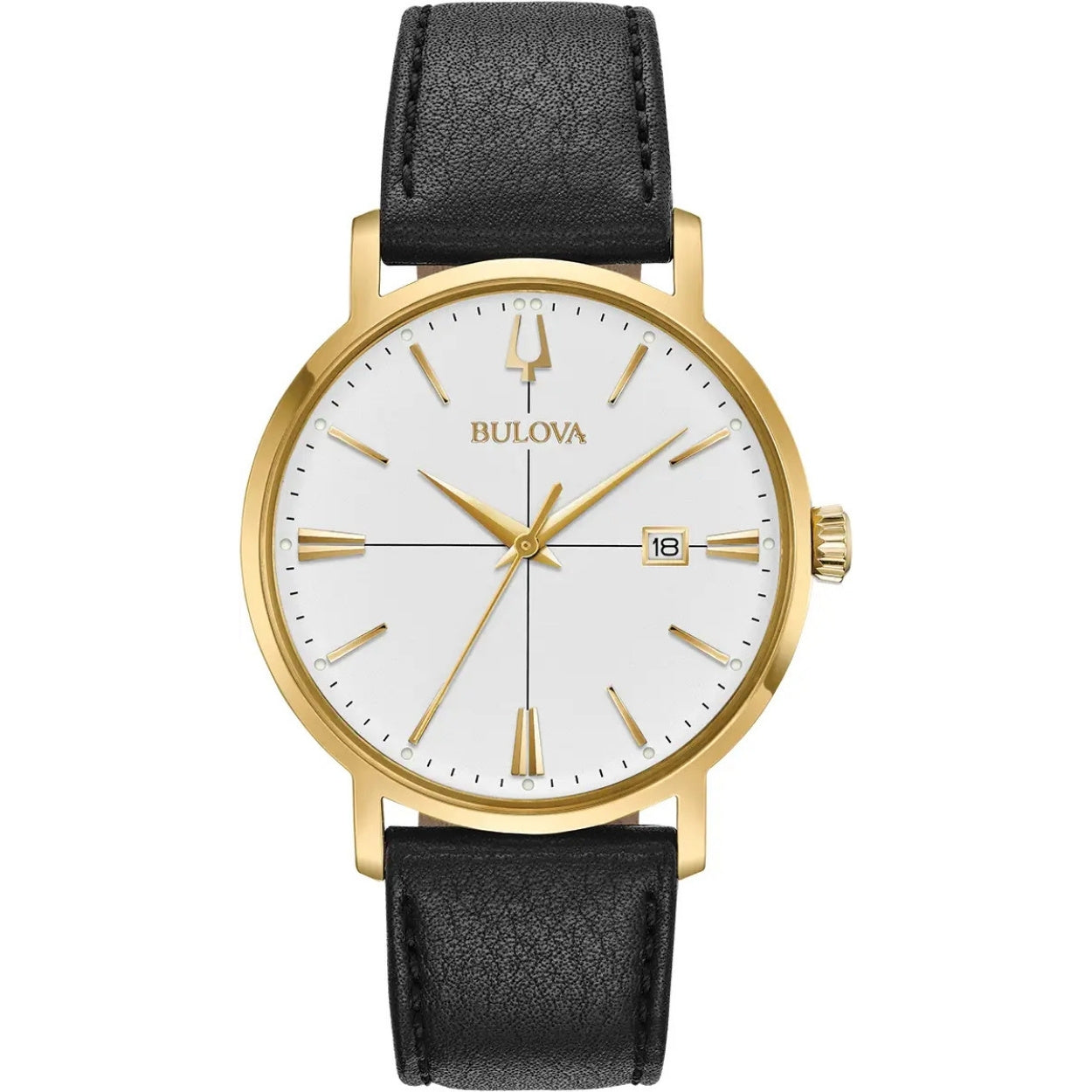 Bulova Aerojet 97B172 analog herrklocka med silver urtavla och armband i läder