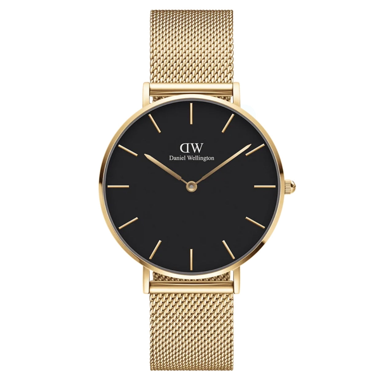 Daniel Wellington Classic Petite DW00100347 analog damklocka med svart urtavla och armband i rostfritt stål