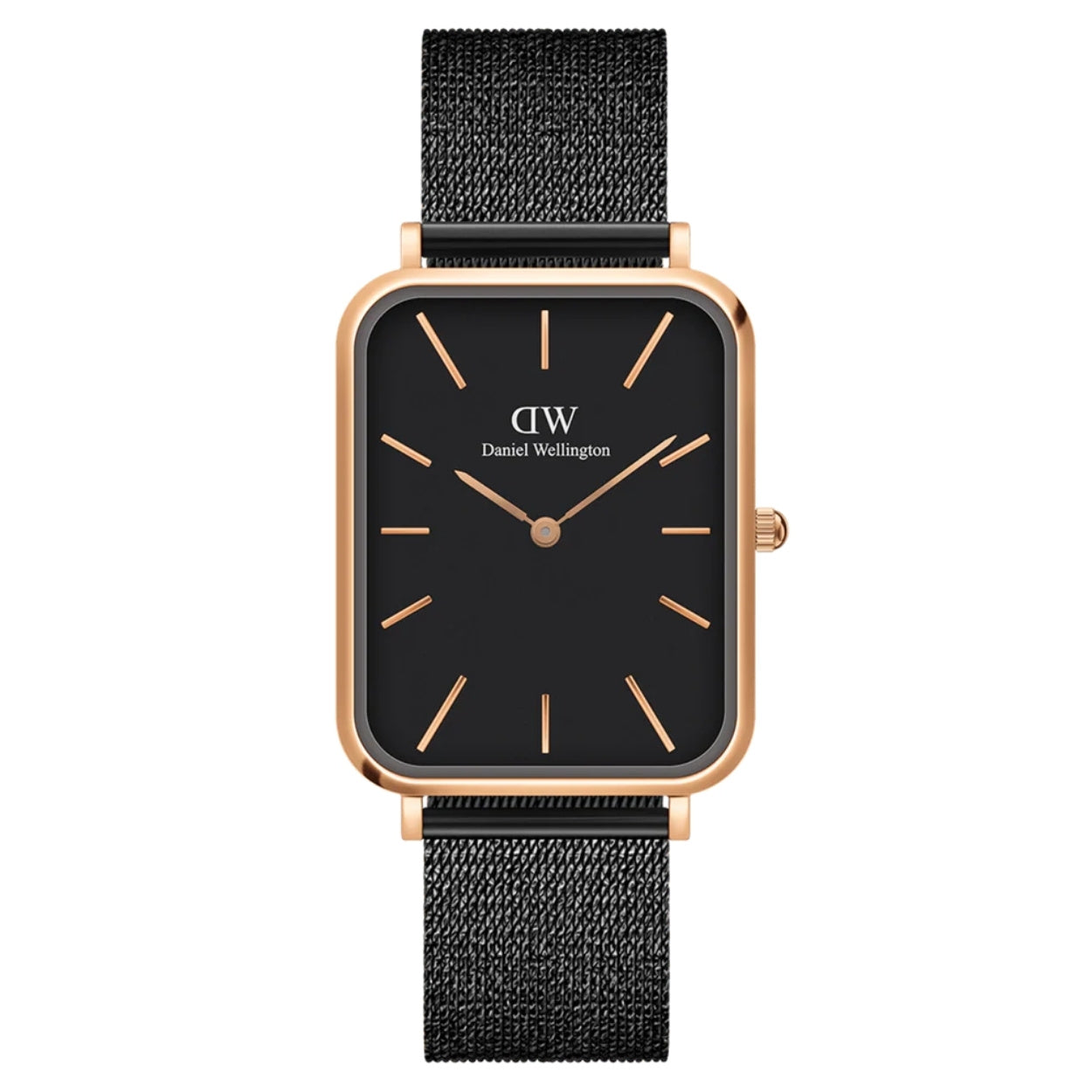 Daniel Wellington Quadro Pressed Ashfield DW00100467 analog damklocka med svart urtavla och armband i rostfritt stål