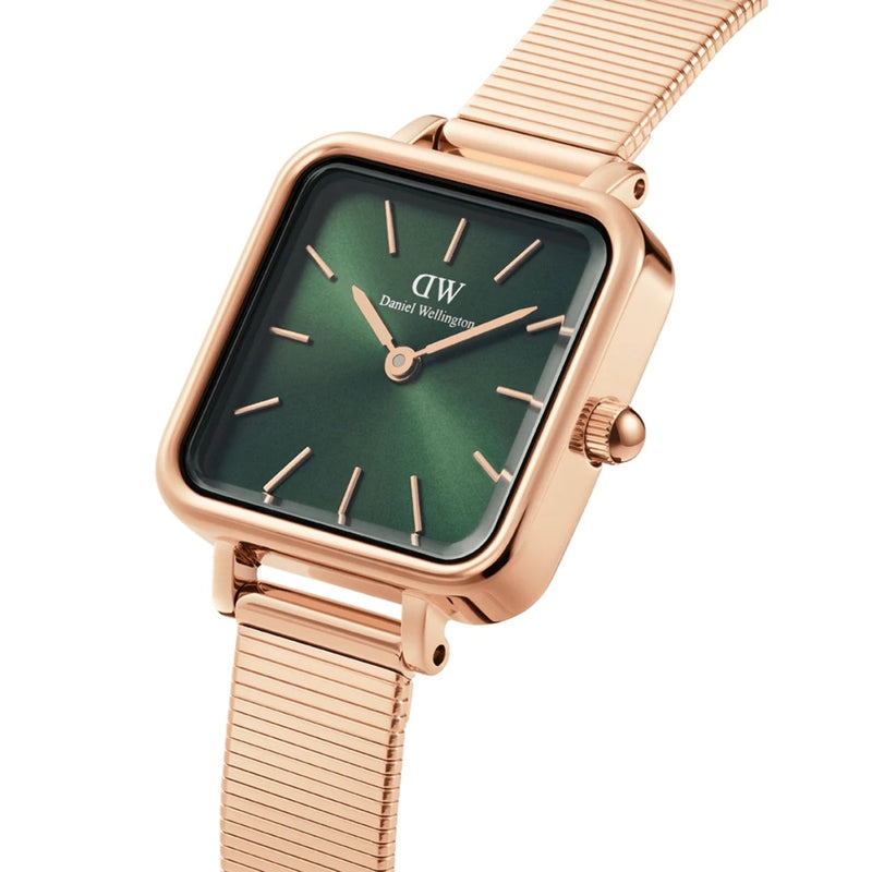 Daniel Wellington Quadro Studio DW00100519 analog damklocka med grön urtavla och armband i rostfritt stål
