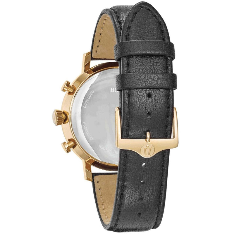 Bulova Aerojet 97B155 analog herrklocka med vit urtavla och armband i läder