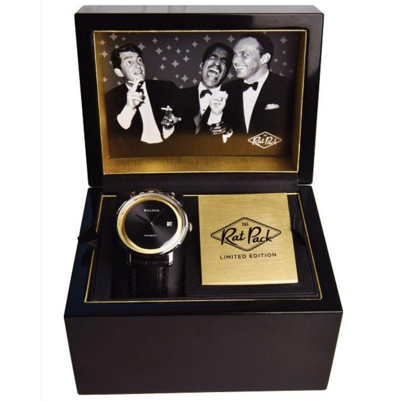 Bulova Rat Pack 96B406 analog herrklocka med flerfärgad urtavla och armband i läder