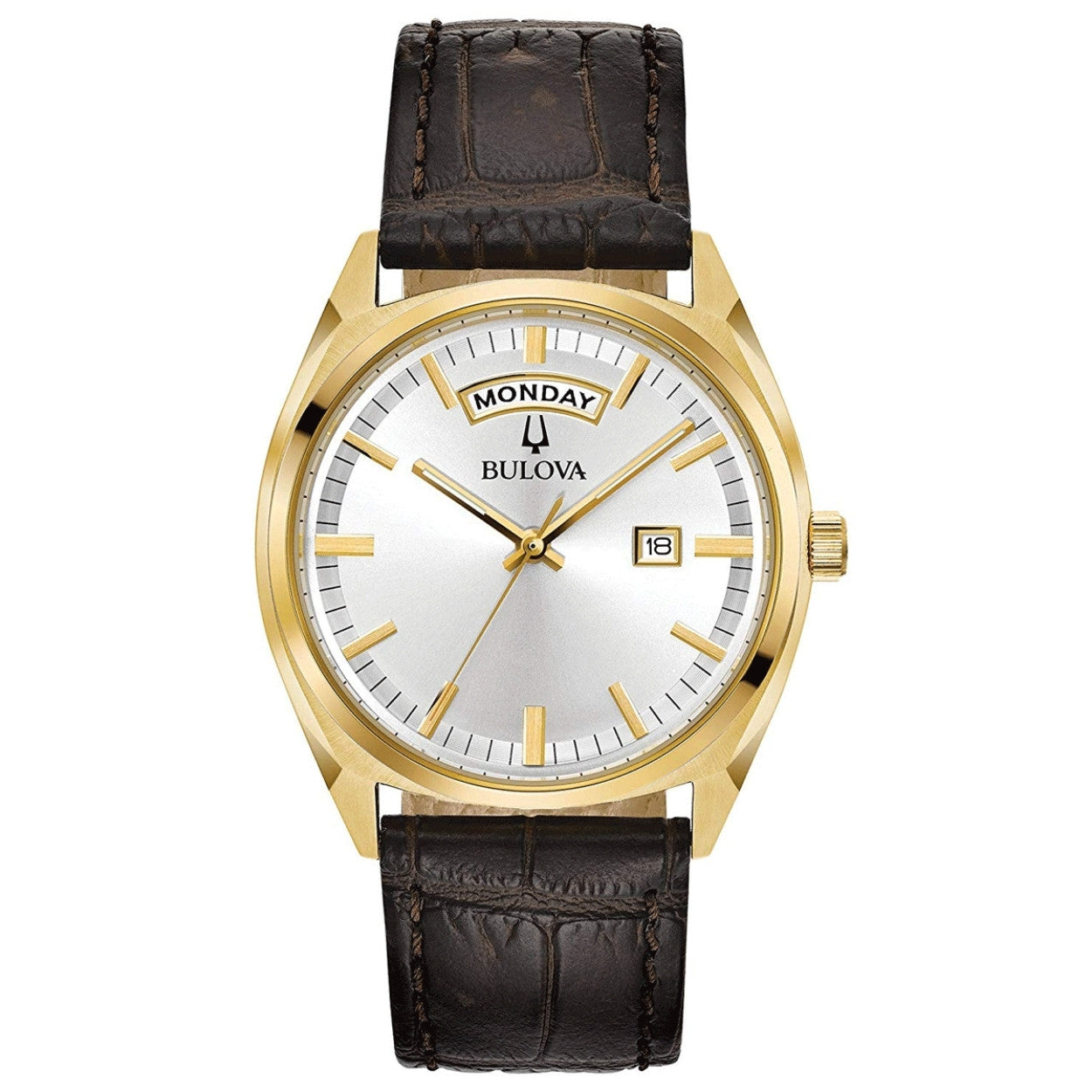 Bulova Classic 97C106 analog herrklocka med silver urtavla och armband i läder