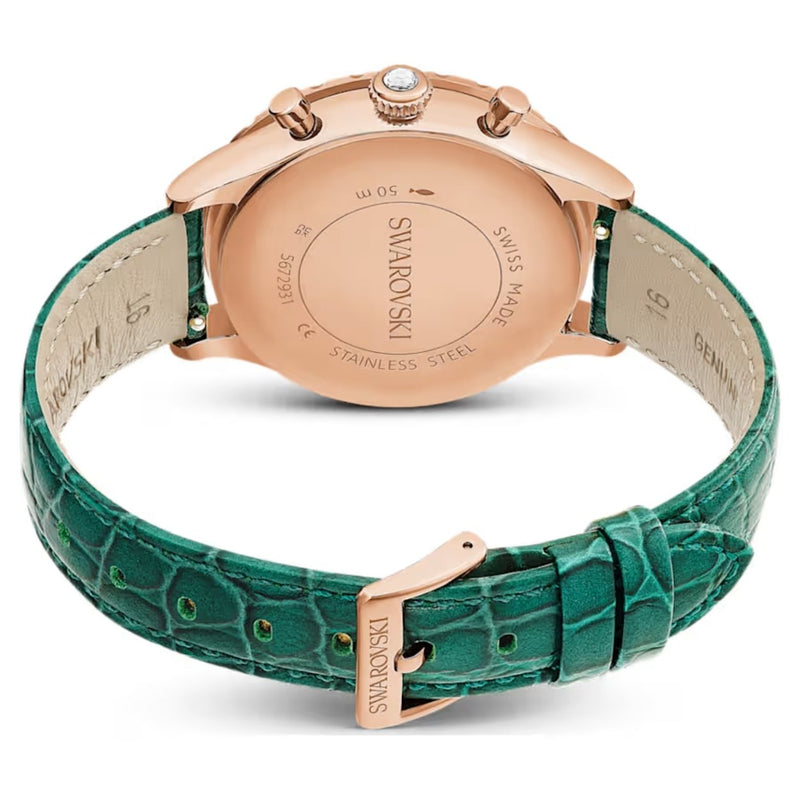 Swarovski Octea chrono 5672931 analog damklocka med grön urtavla och armband i skinn