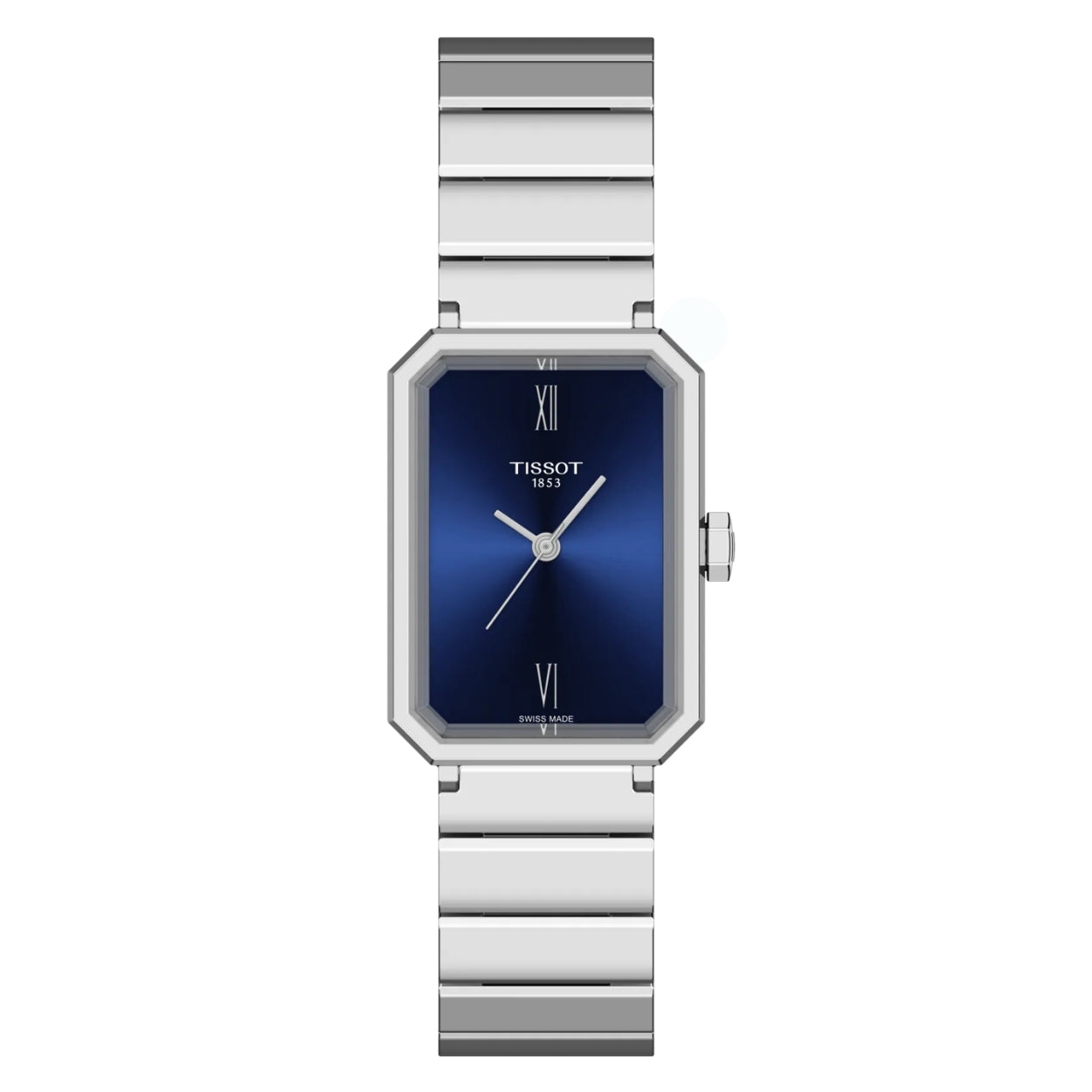 Tissot SRV 30 T160.110.11.043.00 analog damklocka med blå urtavla och armband i rostfritt stål