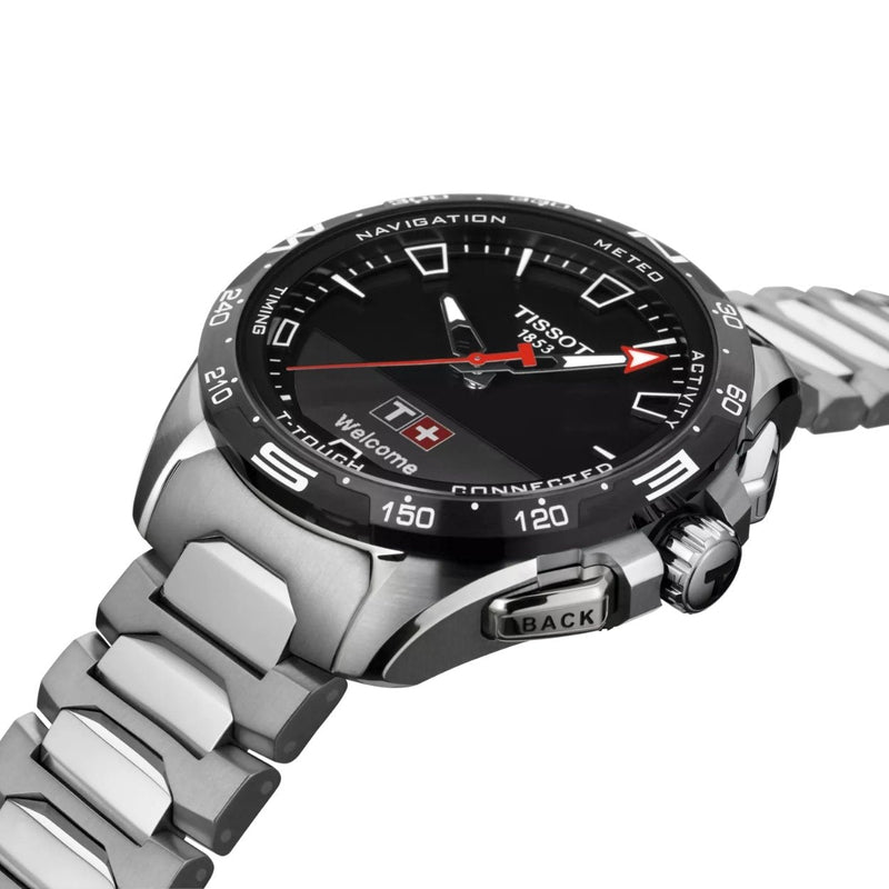 Tissot T-Touch Connect Solar T121.420.44.051.00 analog herrklocka med svart urtavla och armband i titan