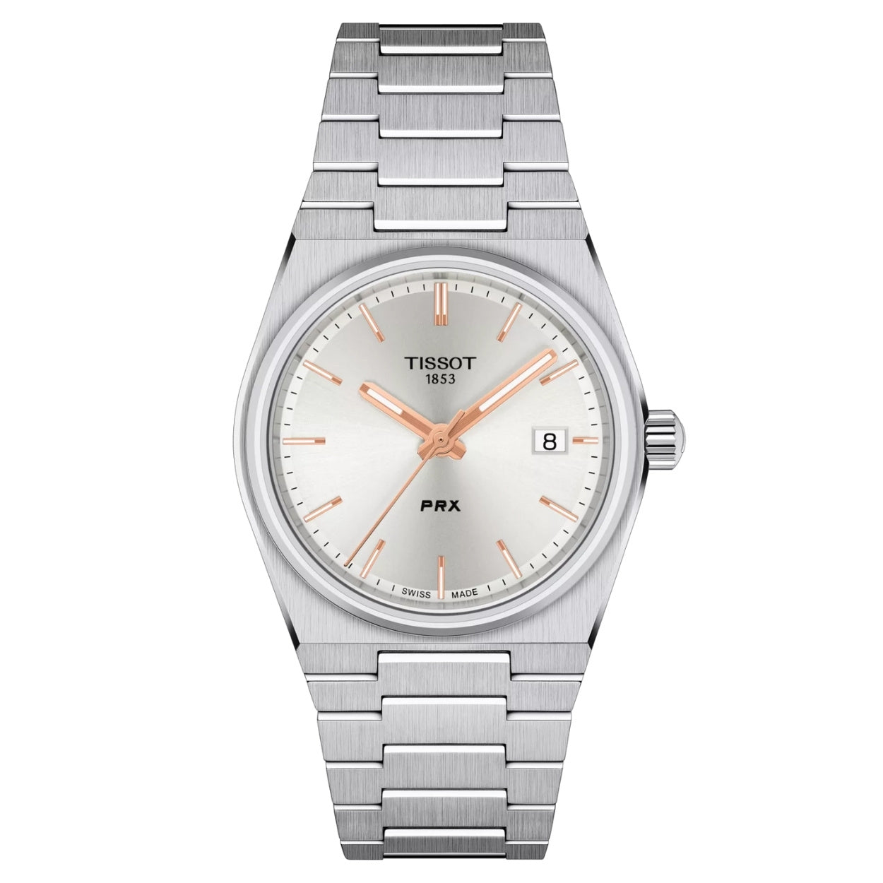 Tissot PRX T137.210.11.031.00 analog damklocka med silver urtavla och armband i rostfritt stål