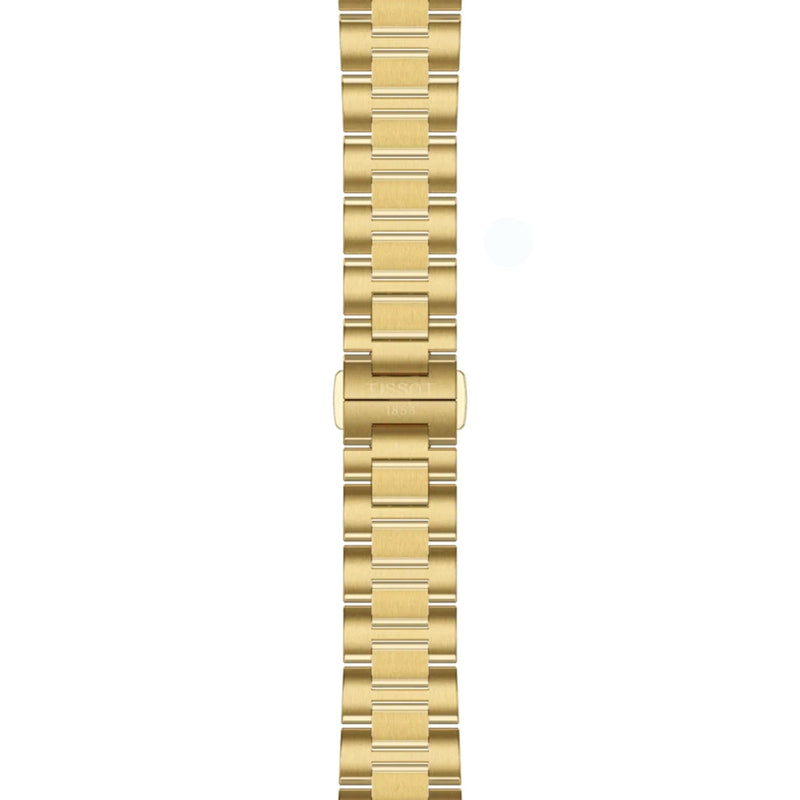 Tissot PRC 100 Solar T151.822.33.021.00 analog damklocka med guld urtavla och armband i rostfritt stål