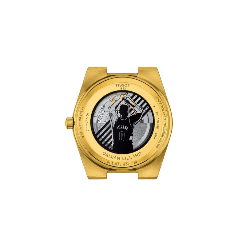 Tissot PRX Powermatic 80 Damian Lillard T137.407.33.051.00 analog herrklocka med svart urtavla och armband i rostfritt stål