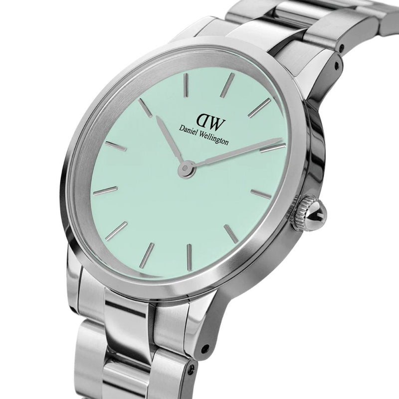 Daniel Wellington Iconic Link DW00100537 analog damklocka med grön urtavla och armband i rostfritt stål