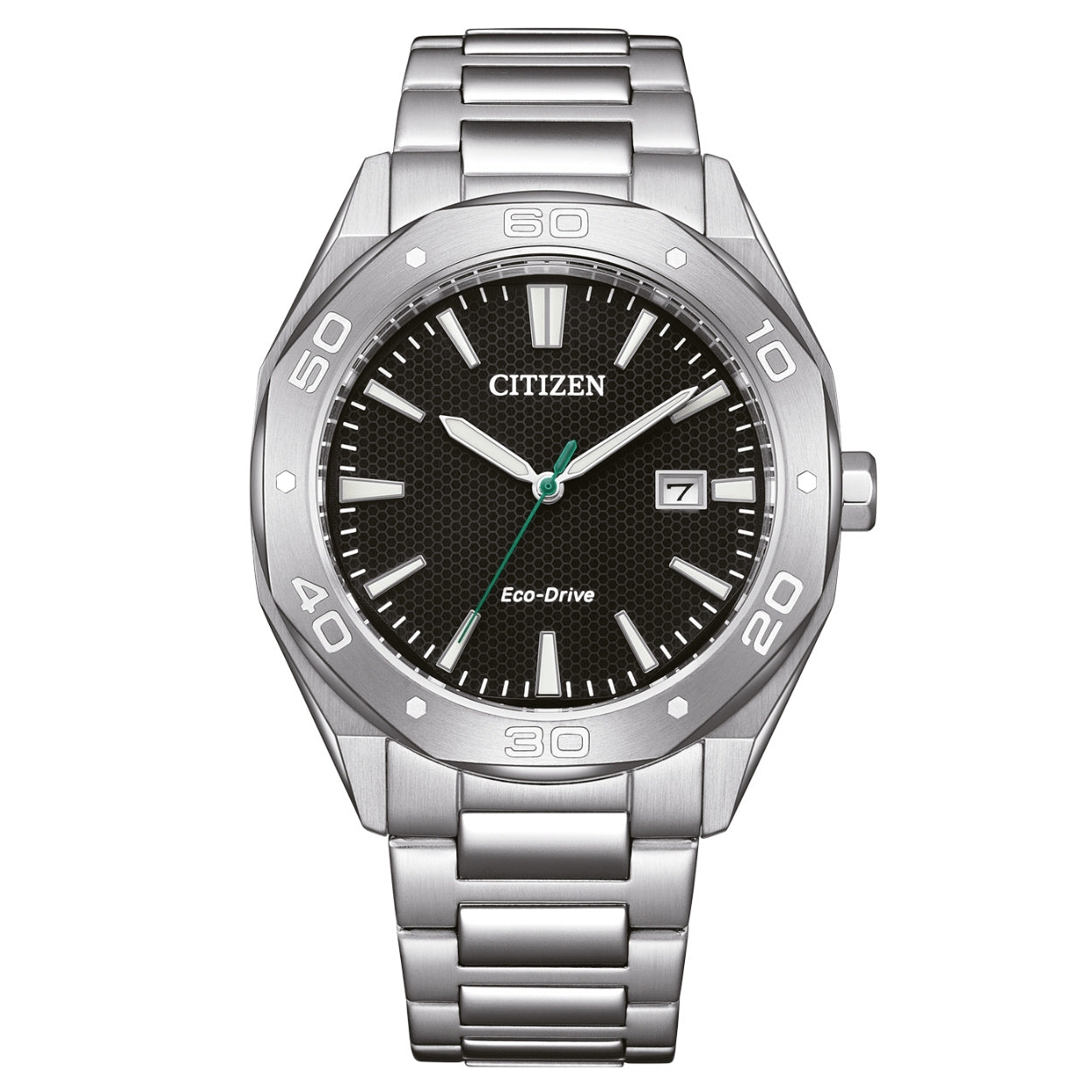 Citizen Eco-Drive BM7631-52E analog herrklocka med svart urtavla och armband i rostfritt stål