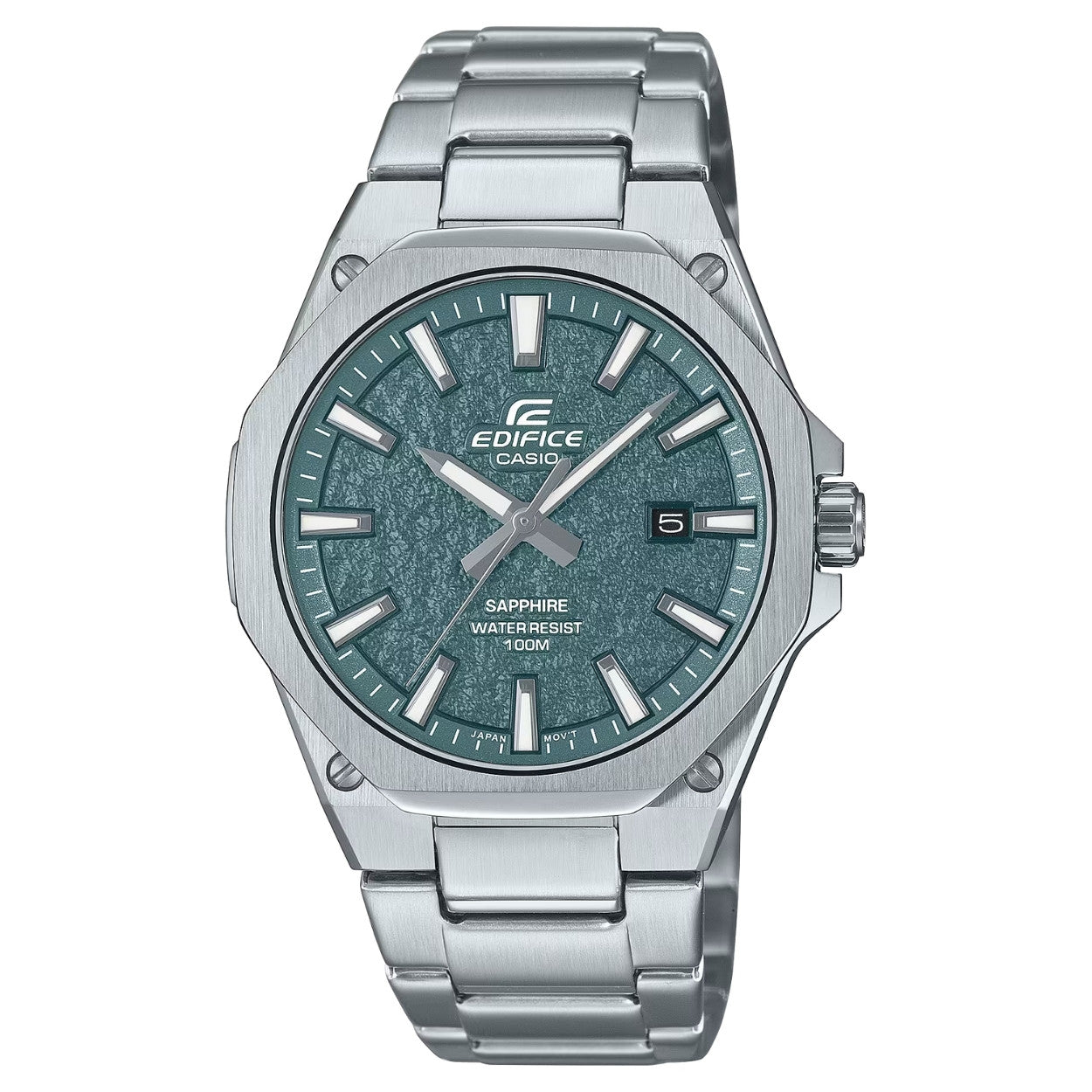 Casio Edifice EFR-S108DE-3AVUEF analog herrklocka med grön urtavla och armband i rostfritt stål