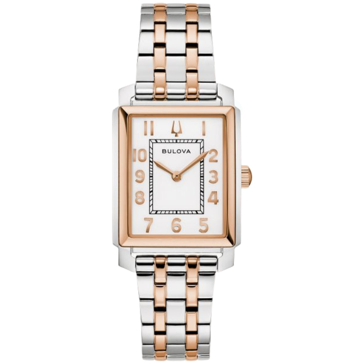 Bulova Sutton 98L328 analog damklocka med vit urtavla och armband i rostfritt stål