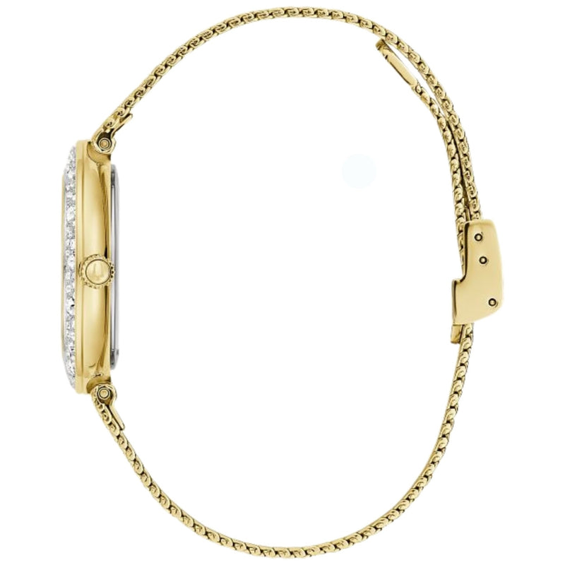 Bulova Crystal 98L321 analog damklocka med guld urtavla och armband i rostfritt stål