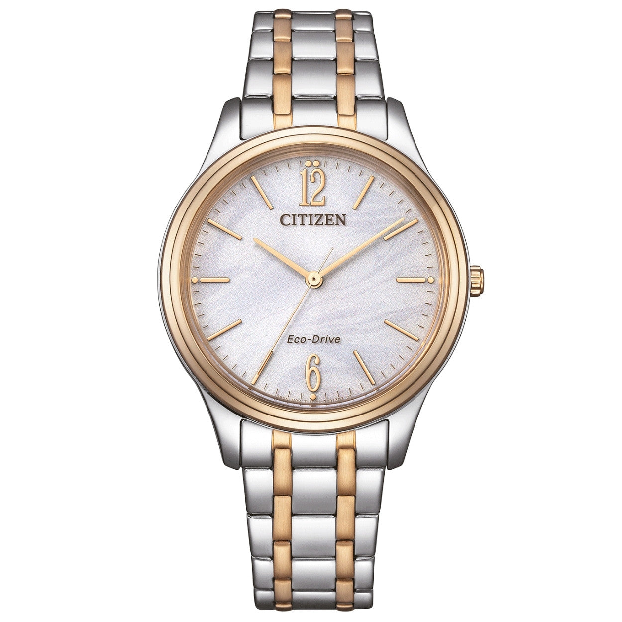 Citizen Elegance EM0416-78A analog damklocka med vit urtavla och armband i rostfritt stål