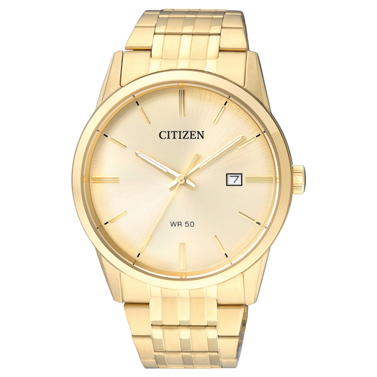 Citizen Classic BI5002-57P analog herrklocka med guld urtavla och armband i rostfritt stål