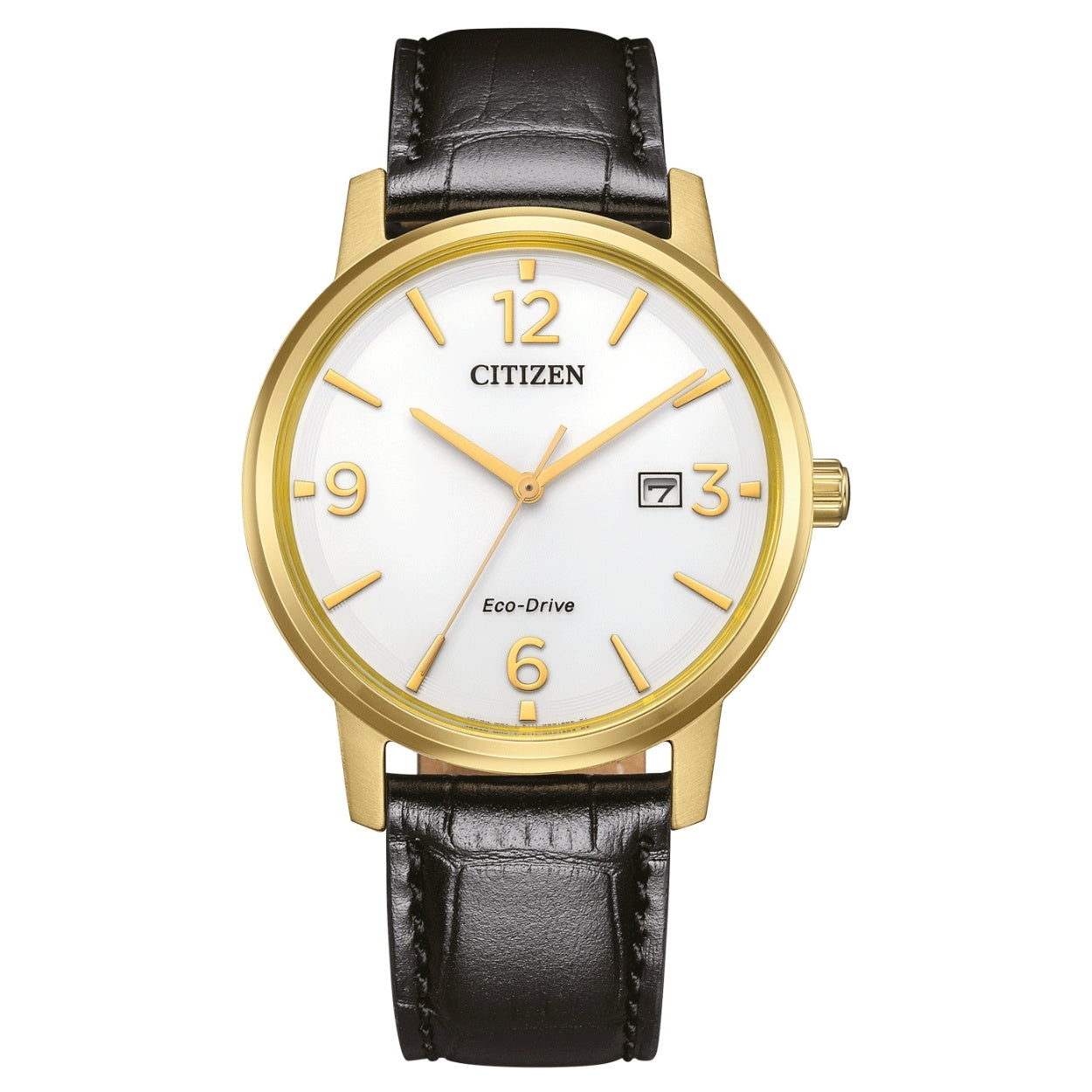 Citizen Sport BM6756-01A analog herrklocka med vit urtavla och armband i läder