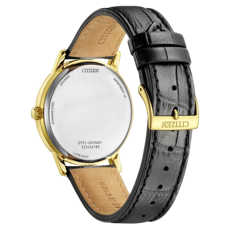 Citizen Sport BM6756-01A analog herrklocka med vit urtavla och armband i läder