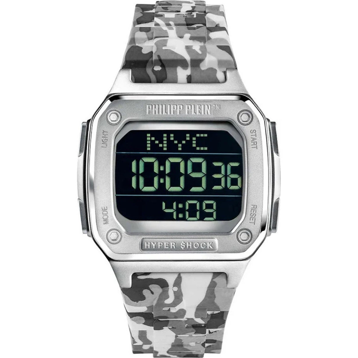 Philipp Plein Hyper Shock PWHAA1522 digital unisexklocka med svart urtavla och armband i gummi