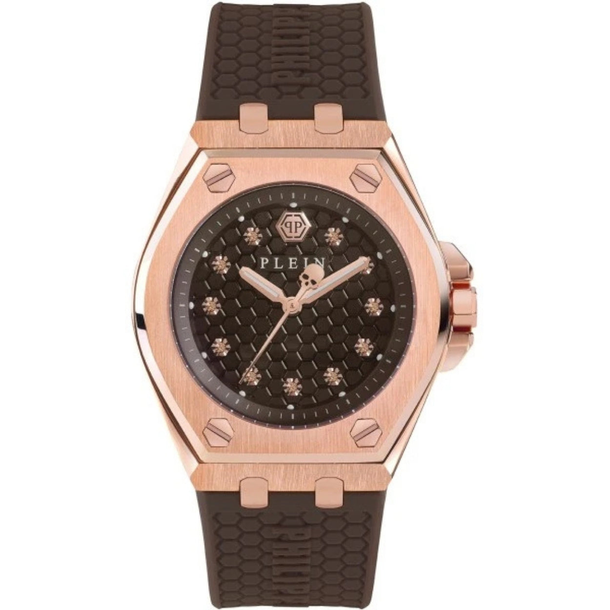 Philipp Plein Plein Extreme PWJAA0422 analog damklocka med brun urtavla och armband i gummi